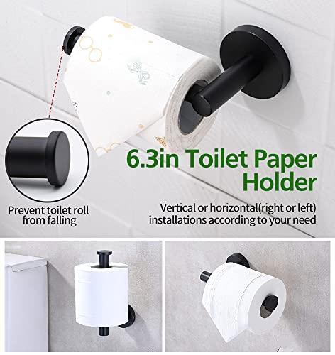 Bathroom Hardware Set, 5/10/20pcs Bathroom Hardware Set, Stainless Steel Bath Hardware Set Including 16" Hand Towel Bars, Toilet Paper Holders, Towel Rings, Robe Towel Hooks (5pcs, Black) - Image 5