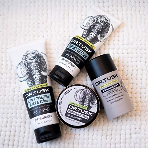 DR. TUSK 2-in-1 Mens Face Scrub & Facial Mask | Exfoliating Charcoal Cleanser | Kaolin & Bentonite Clay | Hempseed Oil & Caffeine | Natural Skincare for Men 5.9 Fl Oz - Image 2