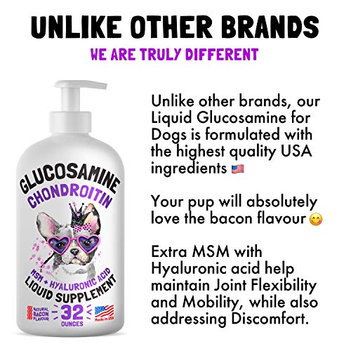 Liquid Glucosamine for Dogs Bacon Flavour with Chondroitin, MSM & Hyaluronic Acid K9 Supplement Hip and Joint Formula Advanced Mobility Joint Pain Relief Senior Advanced Supplement for All Breeds - Image 9